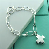 Men&#39;s &amp; Women&#39;s 925 Sterling Silver Bracelet Fashion Silver Charm Bracelet Jewelry Gift