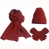 Womens Scarf Sets Winter Hat Scarf Gloves Knitted Keep Warm Scarves Simple Solid Color Clothes Accessories Thick Soft Scarf Set