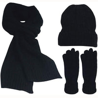 Womens Scarf Sets Winter Hat Scarf Gloves Knitted Keep Warm Scarves Simple Solid Color Clothes Accessories Thick Soft Scarf Set