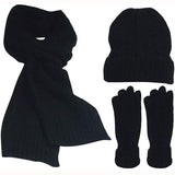 Womens Scarf Sets Winter Hat Scarf Gloves Knitted Keep Warm Scarves Simple Solid Color Clothes Accessories Thick Soft Scarf Set