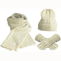 Womens Scarf Sets Winter Hat Scarf Gloves Knitted Keep Warm Scarves Simple Solid Color Clothes Accessories Thick Soft Scarf Set