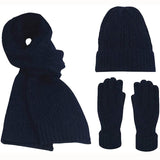 Womens Scarf Sets Winter Hat Scarf Gloves Knitted Keep Warm Scarves Simple Solid Color Clothes Accessories Thick Soft Scarf Set