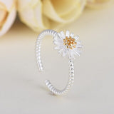Daisy Flower rings 2021 fashion Enamel White Daisy Flower Vintage finger ring Elegant Simple Rings for Women fashion Jewelry
