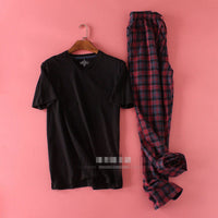 Plus Size Knit cotton Short sleeved trousers pajamas sets men pyjamas Sleepwear summer simple homewear pajamas for male