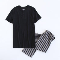 Plus Size Knit cotton Short sleeved trousers pajamas sets men pyjamas Sleepwear summer simple homewear pajamas for male