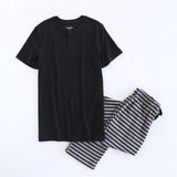 Plus Size Knit cotton Short sleeved trousers pajamas sets men pyjamas Sleepwear summer simple homewear pajamas for male