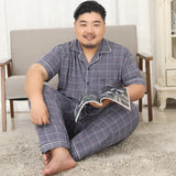 Plus Size Knit cotton Short sleeved trousers pajamas sets men pyjamas Sleepwear summer simple homewear pajamas for male