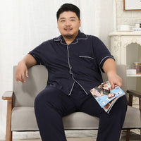 Plus Size Knit cotton Short sleeved trousers pajamas sets men pyjamas Sleepwear summer simple homewear pajamas for male
