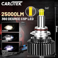 25000LM H7 LED Headlight 360 Degree CSP LED 9012 HIR2 4300K H1 H11 H4 HB3 HB4 H8 H9 9005 9006 6000K 8000K 100W High Low Beam 12V
