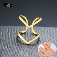 Vnox Chevron Rings for Women Birthday Party Gifts Jewelry Gold Color Stainless Steel Female Lady Daily Wear Jewelry
