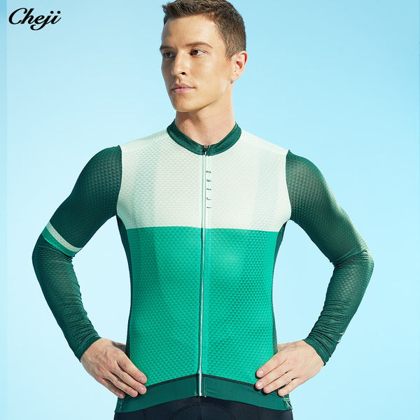 CHEJI Men&#39;s Cycling Jersey Long Sleeve Pro team Cycling Clothing Quick-drying Cycling Shirt Top