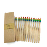 12 Pack Toothbrush Eco Friendly Bamboo Soft Fibre Toothbrush Teeth Brush Solid Bamboo Handle  100%Biodegradable