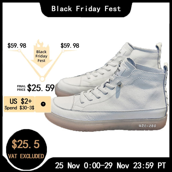 CXJYWMJL Women Genuine Leather Sneakers Spring High-top Casual Shoes Autumn First Layer Cowhide Ladies High Top Vulcanized Shoes