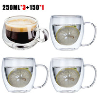 Transparent glass coffee cup milk whiskey tea beer double creative heat resistant cocktail Vodka wine mug Drinkware tumbler cups