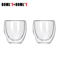 Transparent glass coffee cup milk whiskey tea beer double creative heat resistant cocktail Vodka wine mug Drinkware tumbler cups