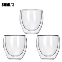 Transparent glass coffee cup milk whiskey tea beer double creative heat resistant cocktail Vodka wine mug Drinkware tumbler cups