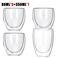 Transparent glass coffee cup milk whiskey tea beer double creative heat resistant cocktail Vodka wine mug Drinkware tumbler cups