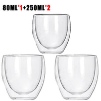 Transparent glass coffee cup milk whiskey tea beer double creative heat resistant cocktail Vodka wine mug Drinkware tumbler cups