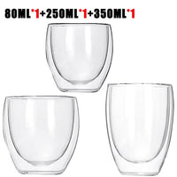 Transparent glass coffee cup milk whiskey tea beer double creative heat resistant cocktail Vodka wine mug Drinkware tumbler cups