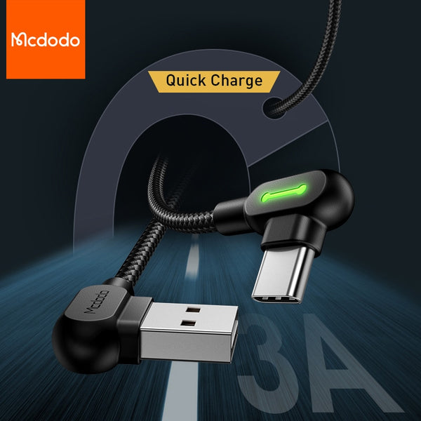 MCDODO 3A USB Type C Cable LED Micro USB Fast Charging USB Charger Data Cord For Samsung S21 S9 Huawei P40 Pro Xiaomi POCO Redmi