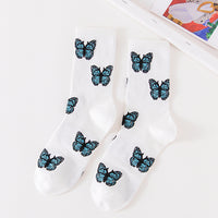 New Butterfly Socks Women Streetwear Harajuku Crew Kawaii Stripe Fashion Ankle Funny Cotton Embroidered Expression