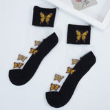 New Butterfly Socks Women Streetwear Harajuku Crew Kawaii Stripe Fashion Ankle Funny Cotton Embroidered Expression