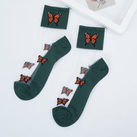 New Butterfly Socks Women Streetwear Harajuku Crew Kawaii Stripe Fashion Ankle Funny Cotton Embroidered Expression