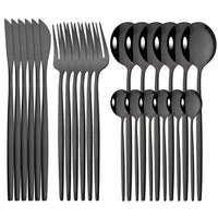 24Pcs Mirror Gold Dinnerware Cutlery Set Stainless Steel Tableware Set Knife Fork Coffee Spoon Party Flatware Silverware Set