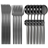 24Pcs Mirror Gold Dinnerware Cutlery Set Stainless Steel Tableware Set Knife Fork Coffee Spoon Party Flatware Silverware Set