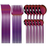 24Pcs Mirror Gold Dinnerware Cutlery Set Stainless Steel Tableware Set Knife Fork Coffee Spoon Party Flatware Silverware Set