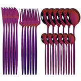 24Pcs Mirror Gold Dinnerware Cutlery Set Stainless Steel Tableware Set Knife Fork Coffee Spoon Party Flatware Silverware Set