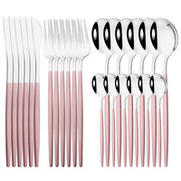 24Pcs Mirror Gold Dinnerware Cutlery Set Stainless Steel Tableware Set Knife Fork Coffee Spoon Party Flatware Silverware Set