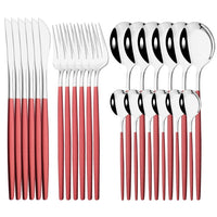 24Pcs Mirror Gold Dinnerware Cutlery Set Stainless Steel Tableware Set Knife Fork Coffee Spoon Party Flatware Silverware Set