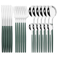 24Pcs Mirror Gold Dinnerware Cutlery Set Stainless Steel Tableware Set Knife Fork Coffee Spoon Party Flatware Silverware Set
