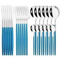 24Pcs Mirror Gold Dinnerware Cutlery Set Stainless Steel Tableware Set Knife Fork Coffee Spoon Party Flatware Silverware Set
