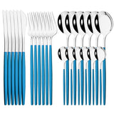24Pcs Mirror Gold Dinnerware Cutlery Set Stainless Steel Tableware Set Knife Fork Coffee Spoon Party Flatware Silverware Set