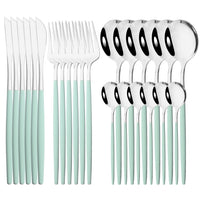 24Pcs Mirror Gold Dinnerware Cutlery Set Stainless Steel Tableware Set Knife Fork Coffee Spoon Party Flatware Silverware Set