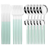 24Pcs Mirror Gold Dinnerware Cutlery Set Stainless Steel Tableware Set Knife Fork Coffee Spoon Party Flatware Silverware Set