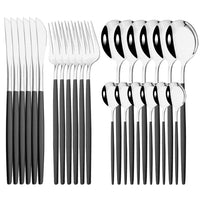 24Pcs Mirror Gold Dinnerware Cutlery Set Stainless Steel Tableware Set Knife Fork Coffee Spoon Party Flatware Silverware Set
