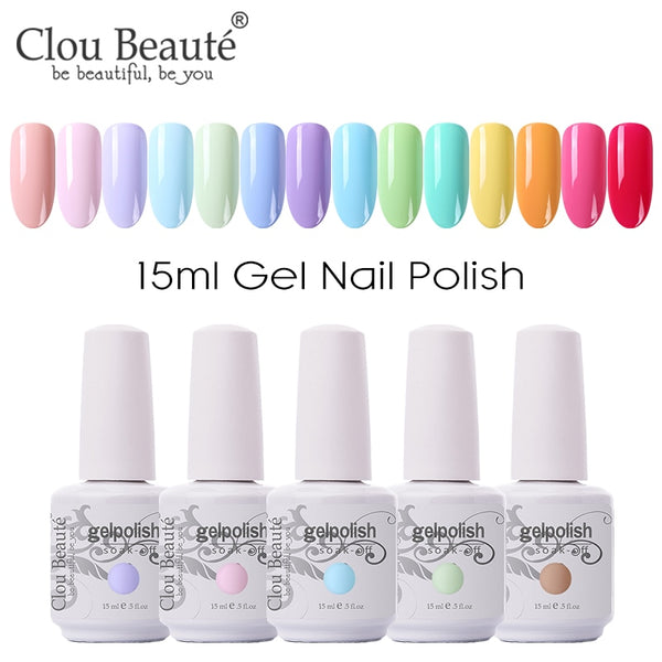 Clou Beaute 64 Colors Gel Nail Polish White Gel Polish UV Nail Base Top Matte Gel Soak Off UV Varnish Gel Paint 15ml Nail Art
