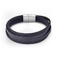 Jiayiqi Fashion Natural Stone Beads Men Bracelet Multilayer Leather Bracelet Punk Jewelry Stainless Steel Magnetic Clasp Bangles