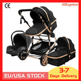 Luxurious Baby Stroller 3 in 1 Portable Travel Baby Carriage Fold Pram High Landscape Aluminum Frame Newborn Infant Stroller