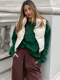 ZXQJ Women Warm Short Waistcoats 2021 Autumn-Winter Fashion Ladies Vintage Puffer Vest Jacket Sweet Female Sleeveless Outerwear
