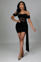 Lace Women Party Dress Bodycon V-neck Short Sleeve Skater Dress Elegant Blue Club Dress Vestidos
