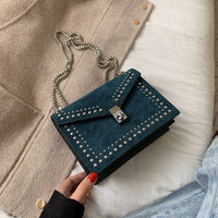 Scrub Leather Brand Designer Shoulder Simple Bags For Women 2022 Chain Rivet Luxury Crossbody Bag Female Fashion Small Handbags