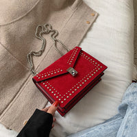 Scrub Leather Brand Designer Shoulder Simple Bags For Women 2022 Chain Rivet Luxury Crossbody Bag Female Fashion Small Handbags