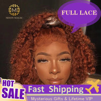 Ginger Orange Wig Full Lace Human Hair Wigs Deep Wave 13x6 Lace Front Wigs Colored Curly Short Bob 13x6 Lace Front Wigs 150 Remy