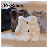 HoneyCherry Children&#39;s Double Vest  Baby Vest girl And boy Plush Vest Baby Girl Winter Clothes Toddler Girl Vest