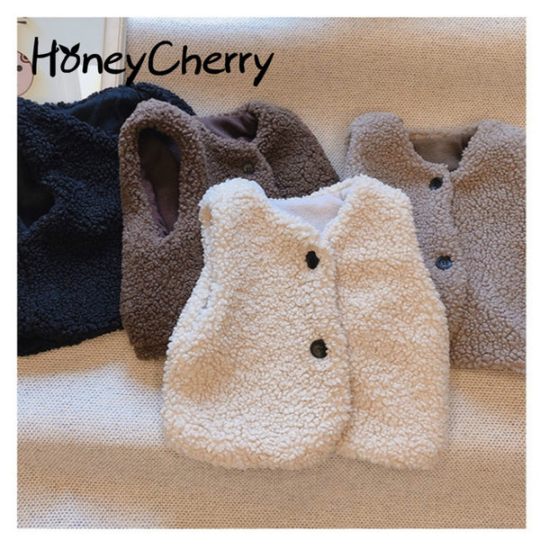 HoneyCherry Children&#39;s Double Vest  Baby Vest girl And boy Plush Vest Baby Girl Winter Clothes Toddler Girl Vest