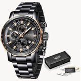 2022 LIGE New Fashion Mens Watches Top Luxury Brand Military Big Dial Male Clock Analog Quartz Watch Men Sport Chronograph Watch